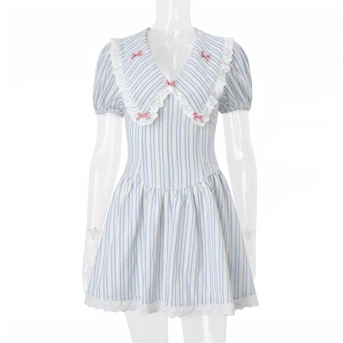 Bow Striped Print Dress蝴蝶结条纹印花连衣裙