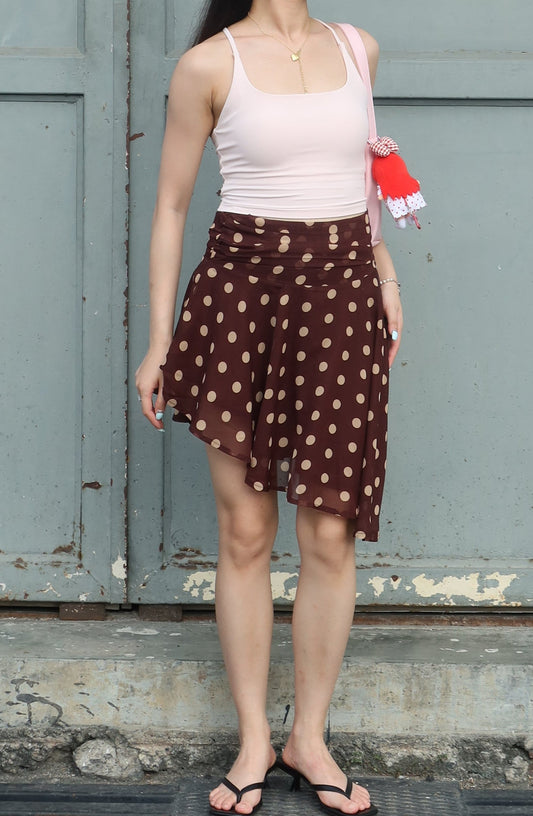 Belle Design Silk Polka Dot Tulle Skirt不规则波点网纱半裙