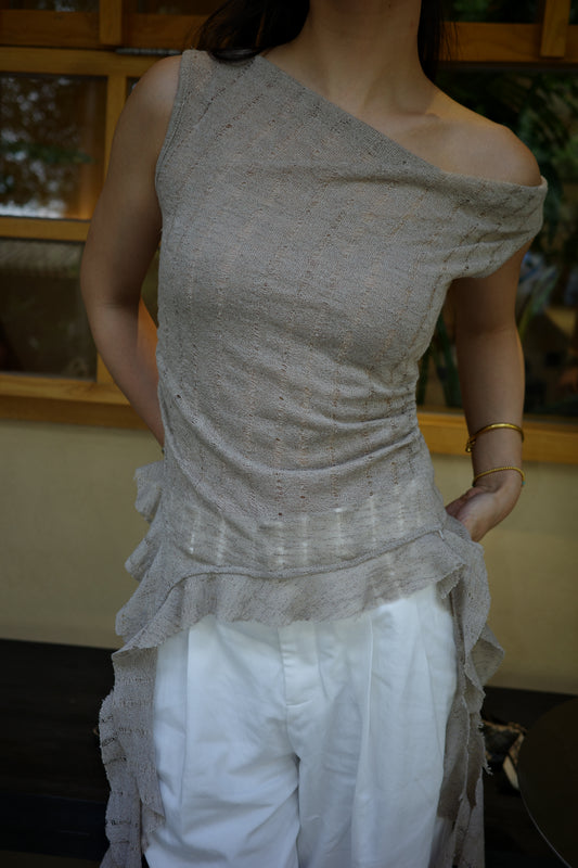 Grace Knit Waist-Tie Top 针织收腰飘带上衣