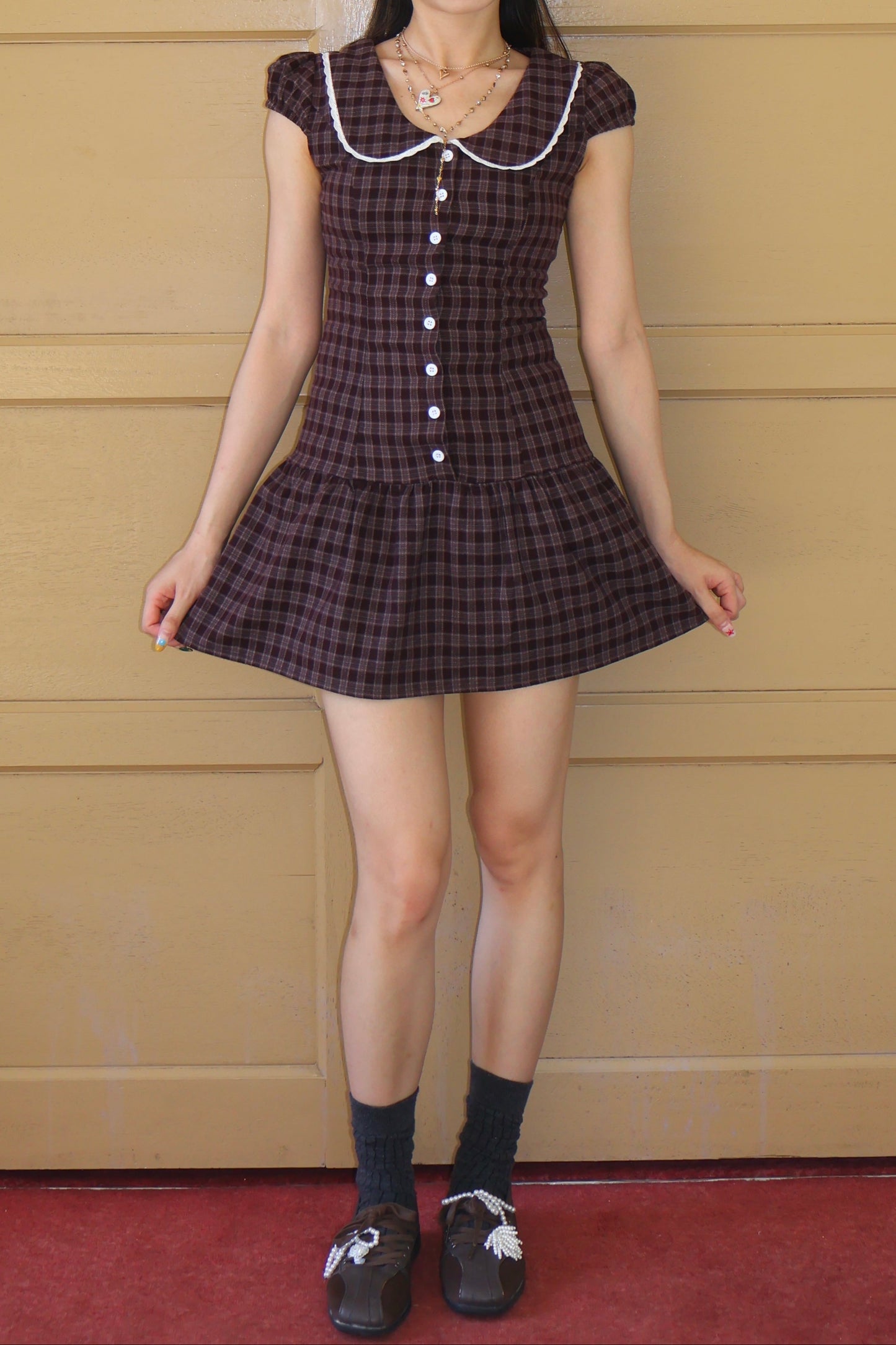 Belle Designed Farmhouse-Inspired Plaid Dress 美式农场风～格子连衣裙