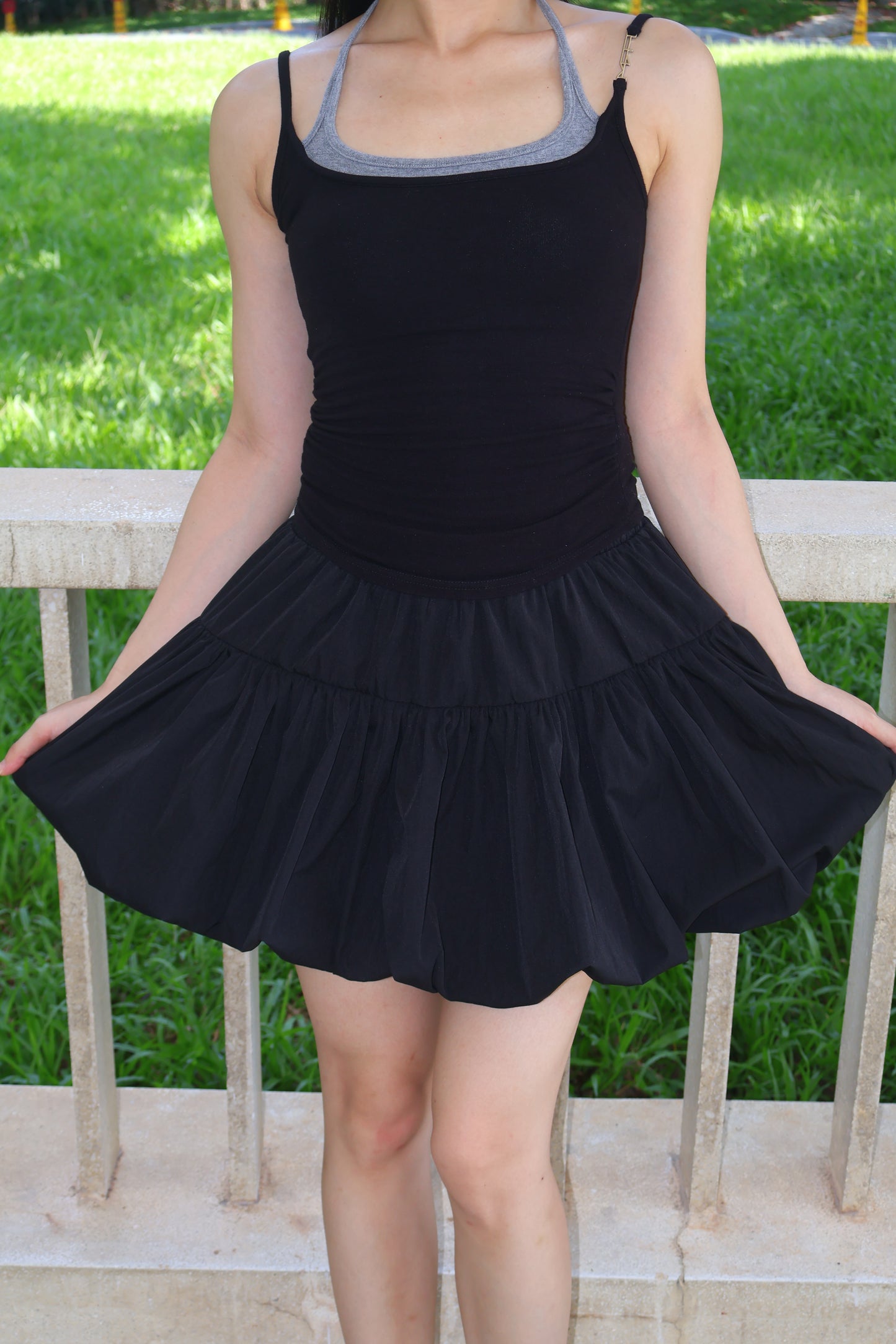Basic Bubble Hem Mini Skirt 简约花苞短裙with内衬裤防走光！