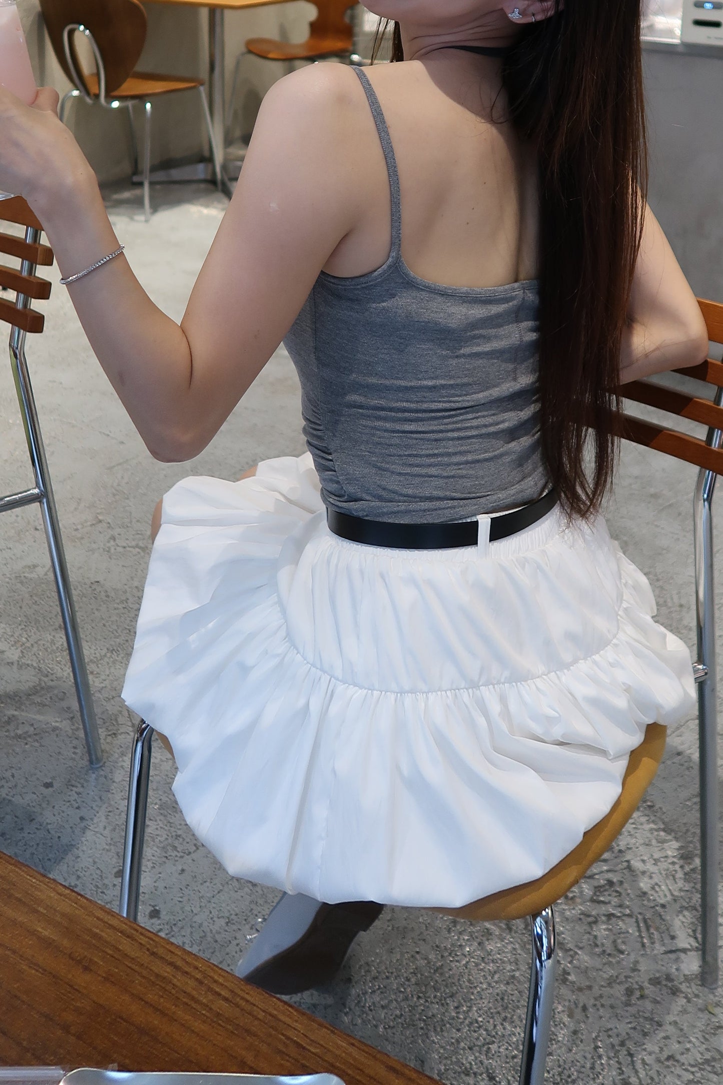 Basic Halter Neck Tie Top 假两件挂脖绑带吊带 高弹力～