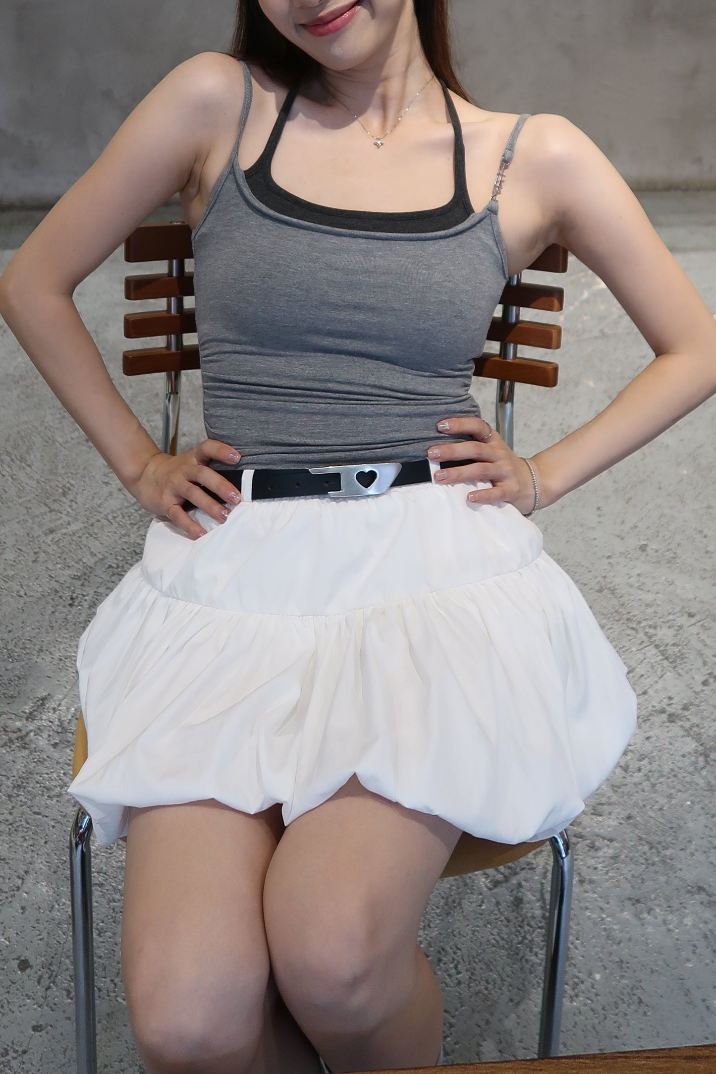 Basic Halter Neck Tie Top 假两件挂脖绑带吊带 高弹力～