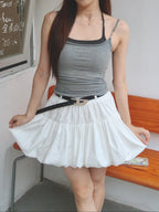 Basic Halter Neck Tie Top 假两件挂脖绑带吊带