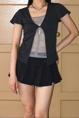 Faux Two-Piece Lace Top Y2K假两件蕾丝短袖