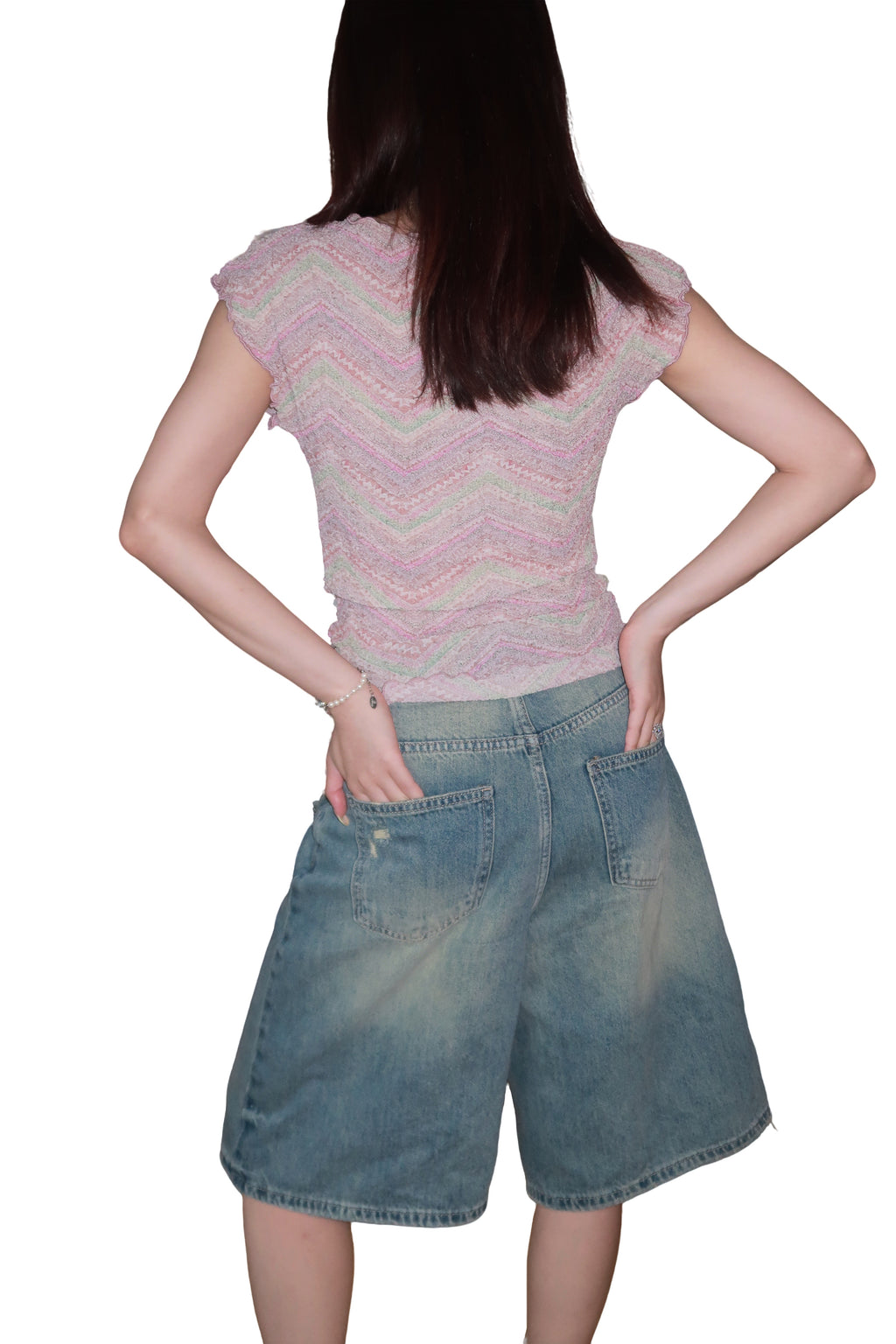 Knee_Length Denim 五分牛仔中裤