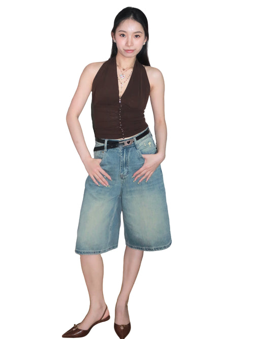 Knee_Length Denim 五分牛仔中裤