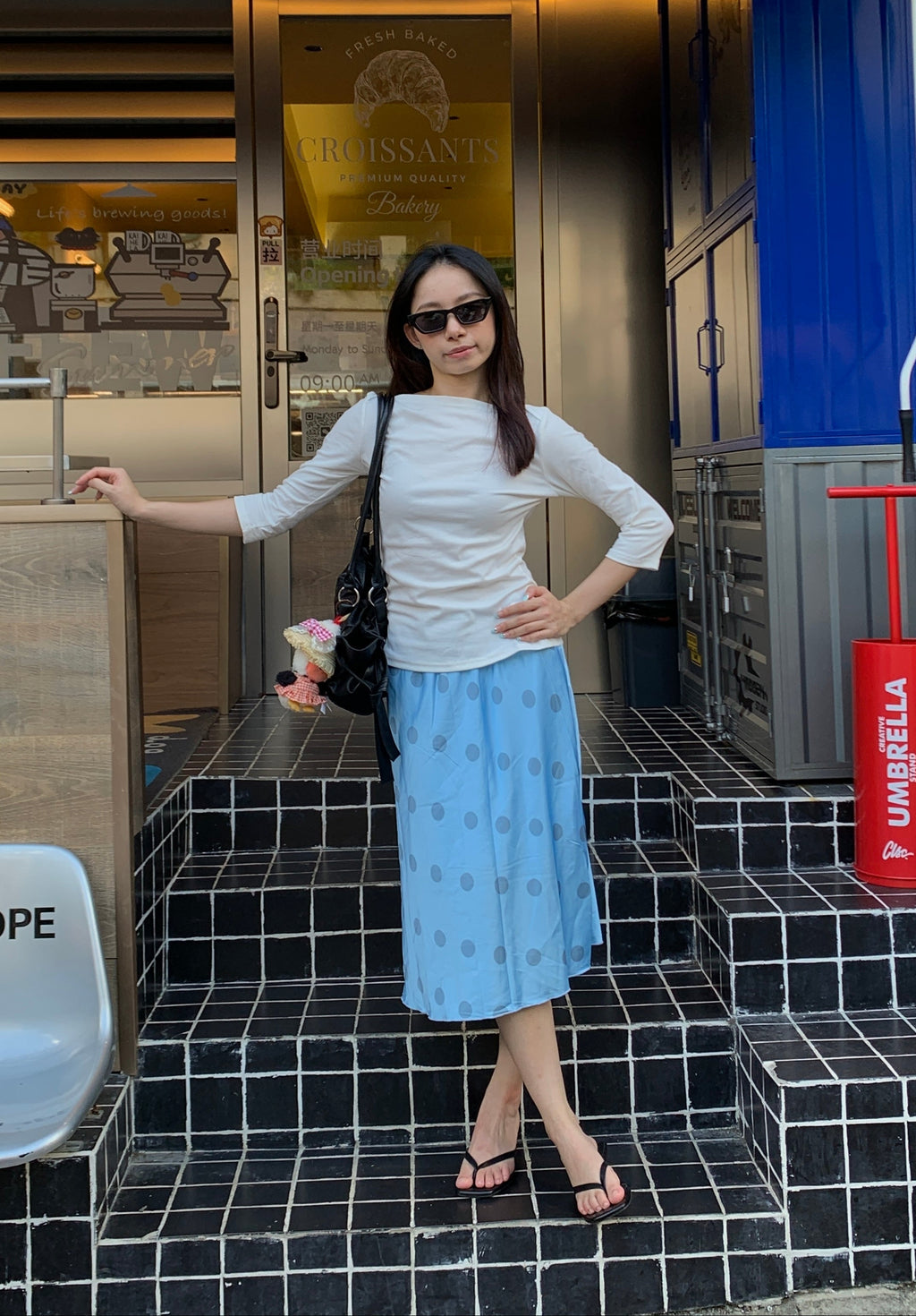 xPolka Dot Blue Skirt人鱼蓝波点半裙