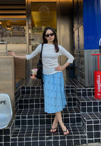 xPolka Dot Blue Skirt人鱼蓝波点半裙