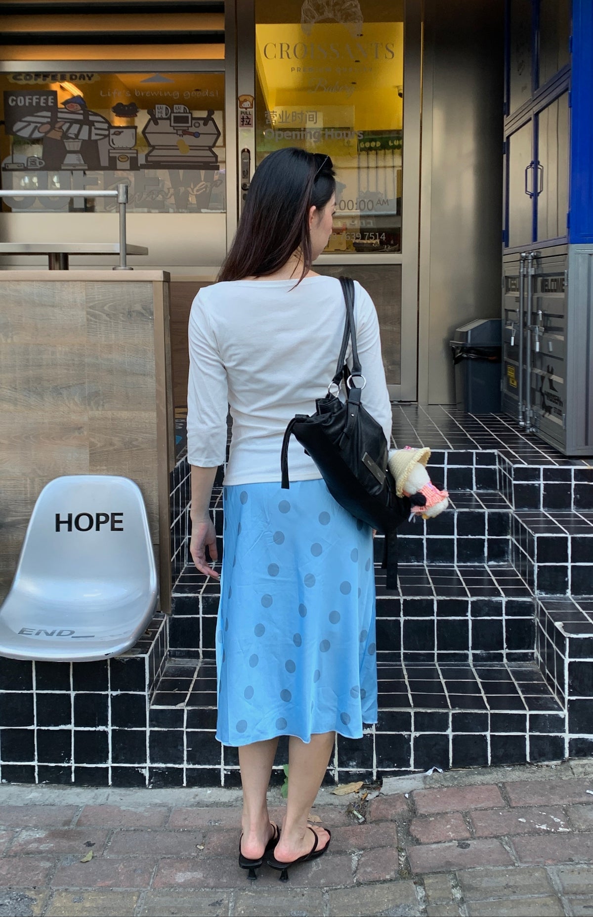 xPolka Dot Blue Skirt人鱼蓝波点半裙