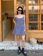 plaid cami dress格纹吊带连衣裙