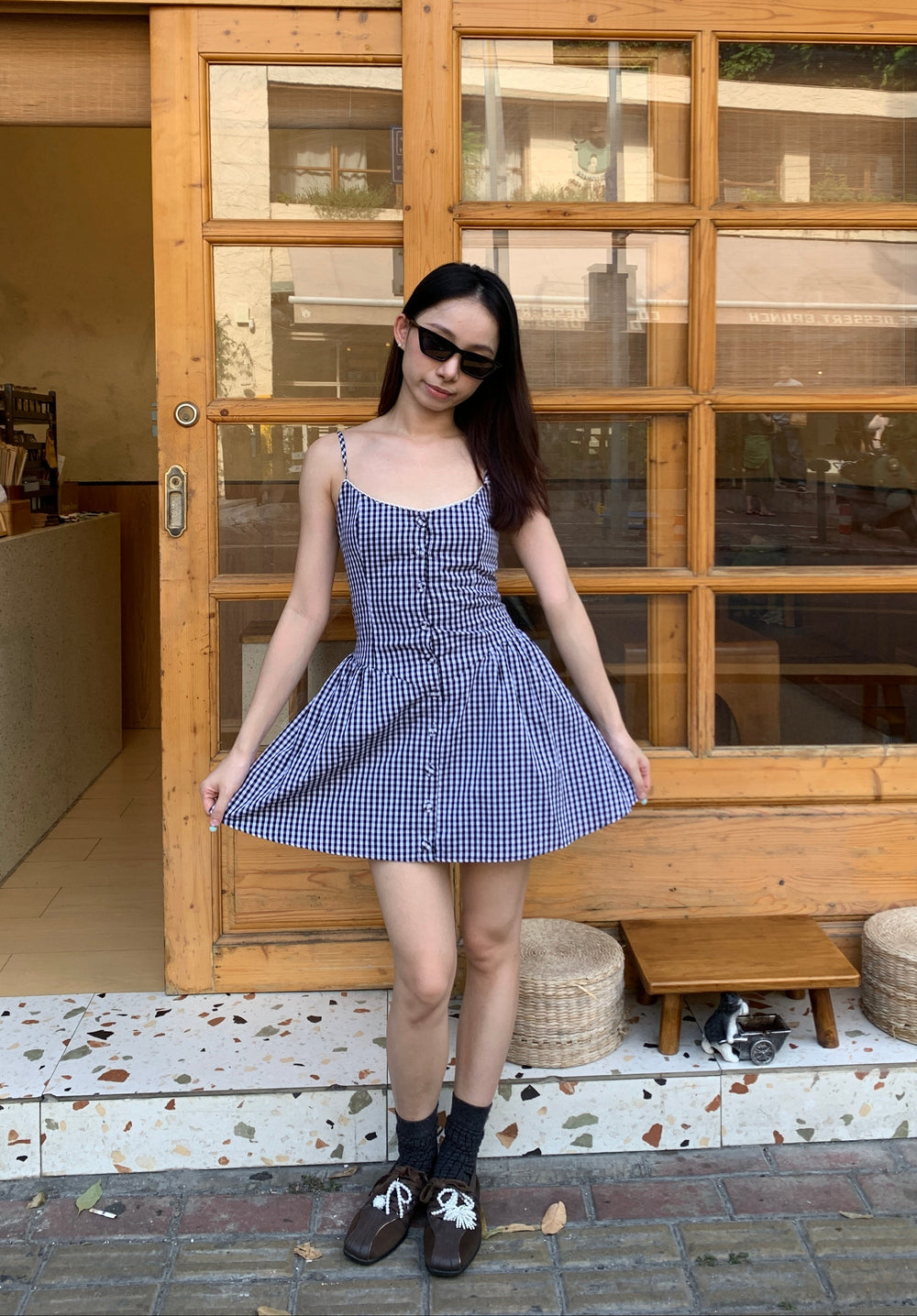 plaid cami dress格纹吊带连衣裙