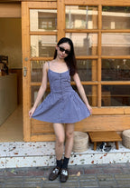 plaid cami dress格纹吊带连衣裙