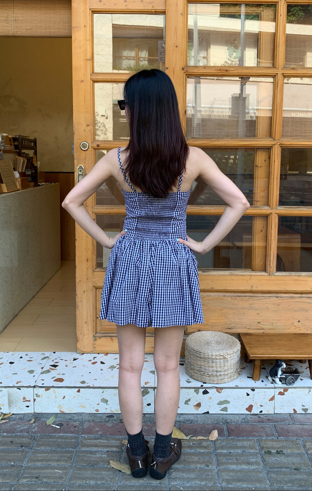 plaid cami dress格纹吊带连衣裙