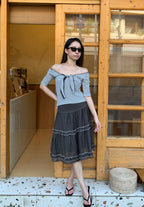 Striped Chest Tie Top胸口绑带条纹上衣