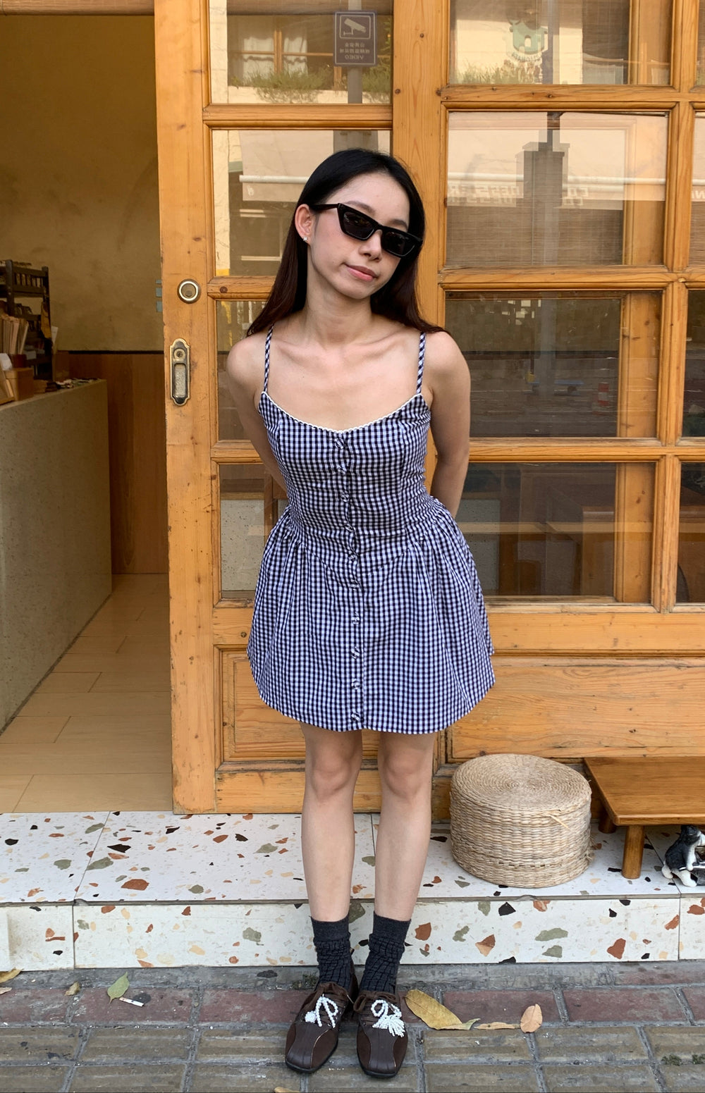 plaid cami dress格纹吊带连衣裙