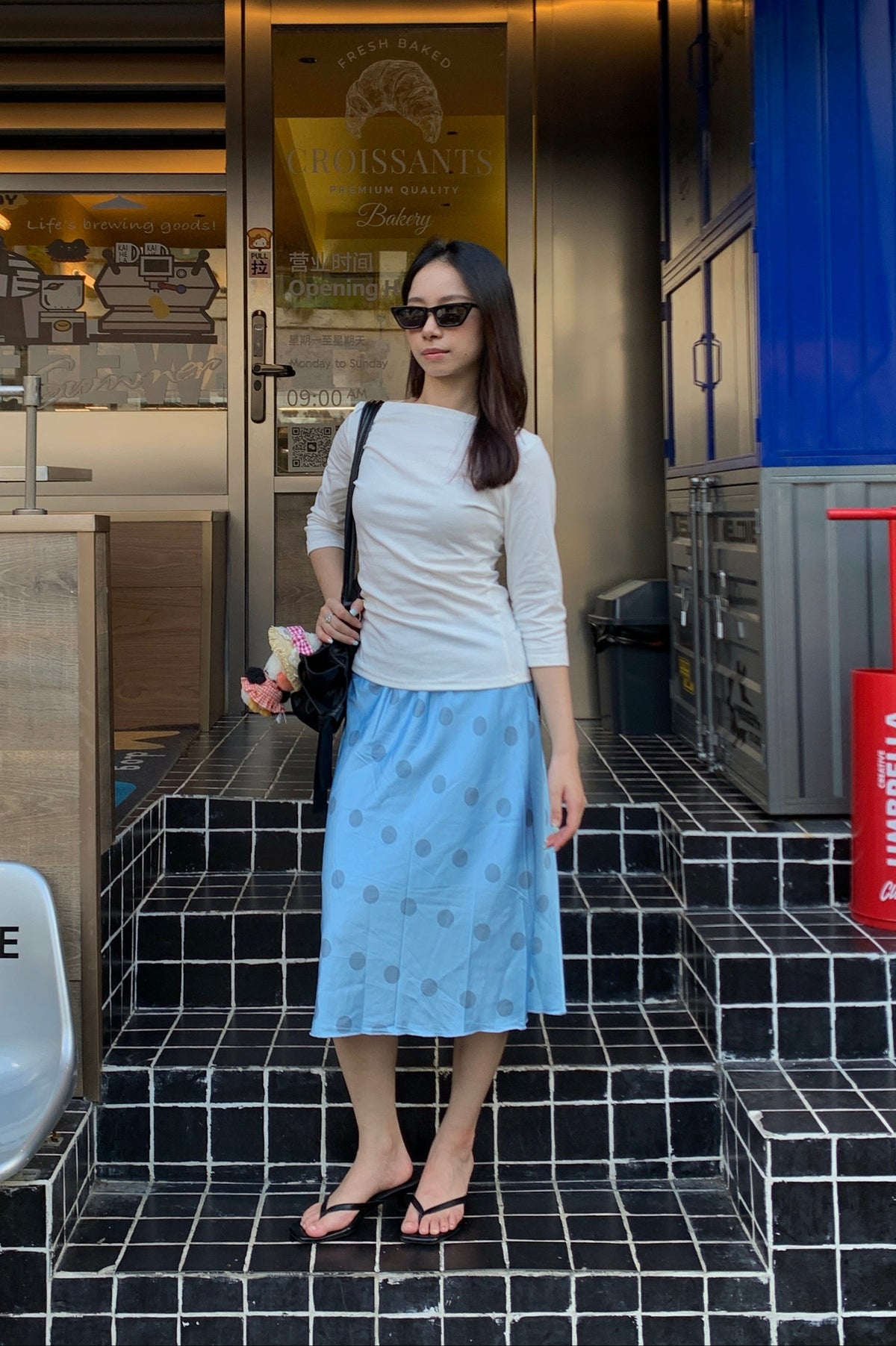 xPolka Dot Blue Skirt人鱼蓝波点半裙