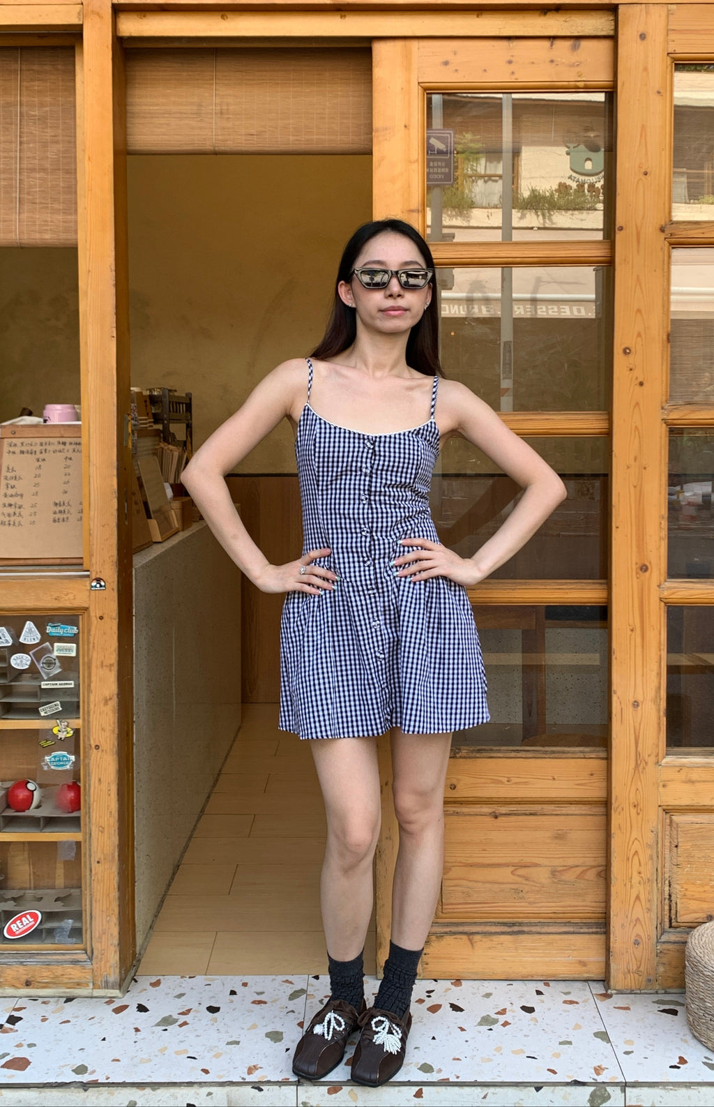plaid cami dress格纹吊带连衣裙