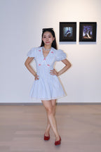 Bow Striped Print Dress蝴蝶结条纹印花连衣裙