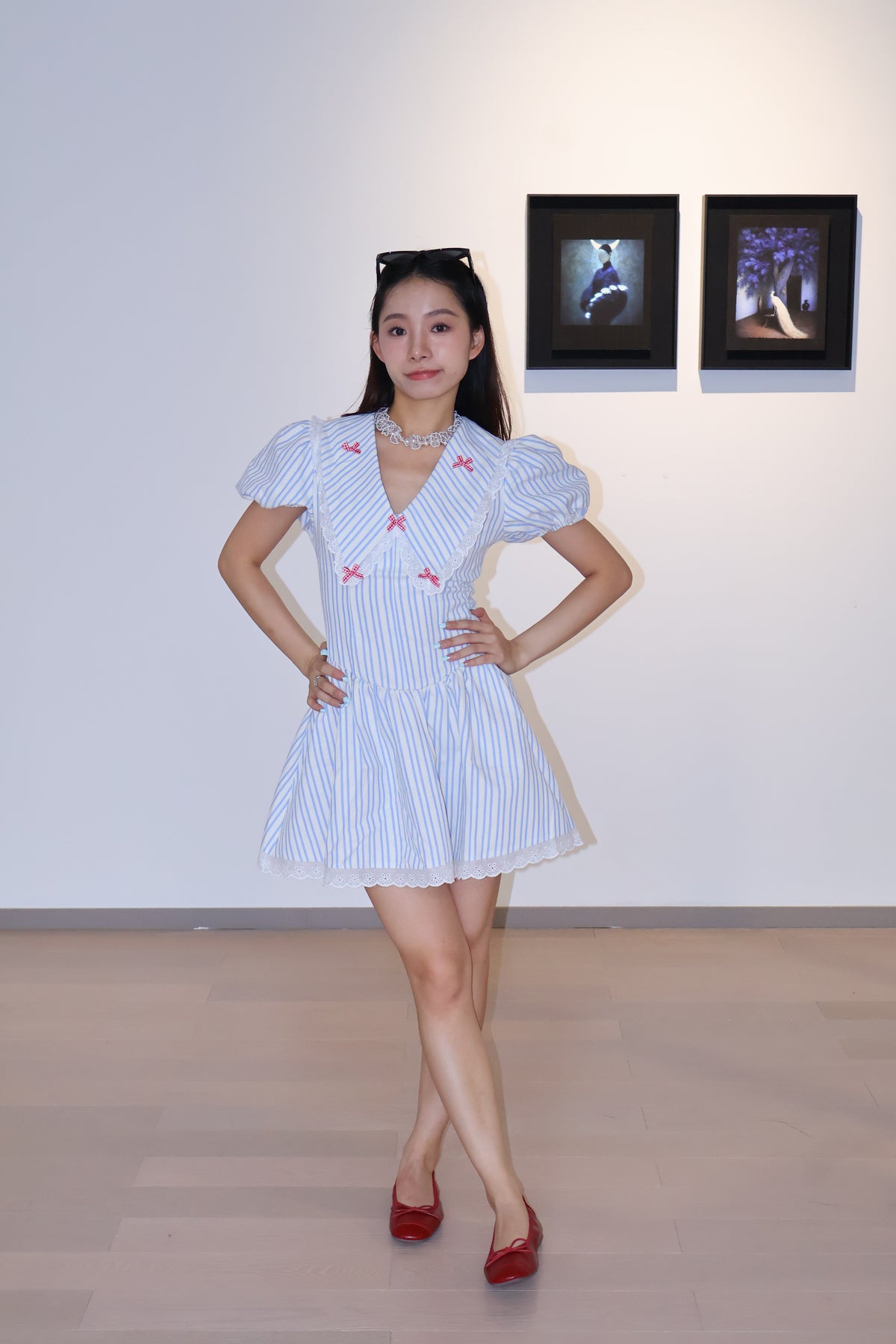 Bow Striped Print Dress蝴蝶结条纹印花连衣裙