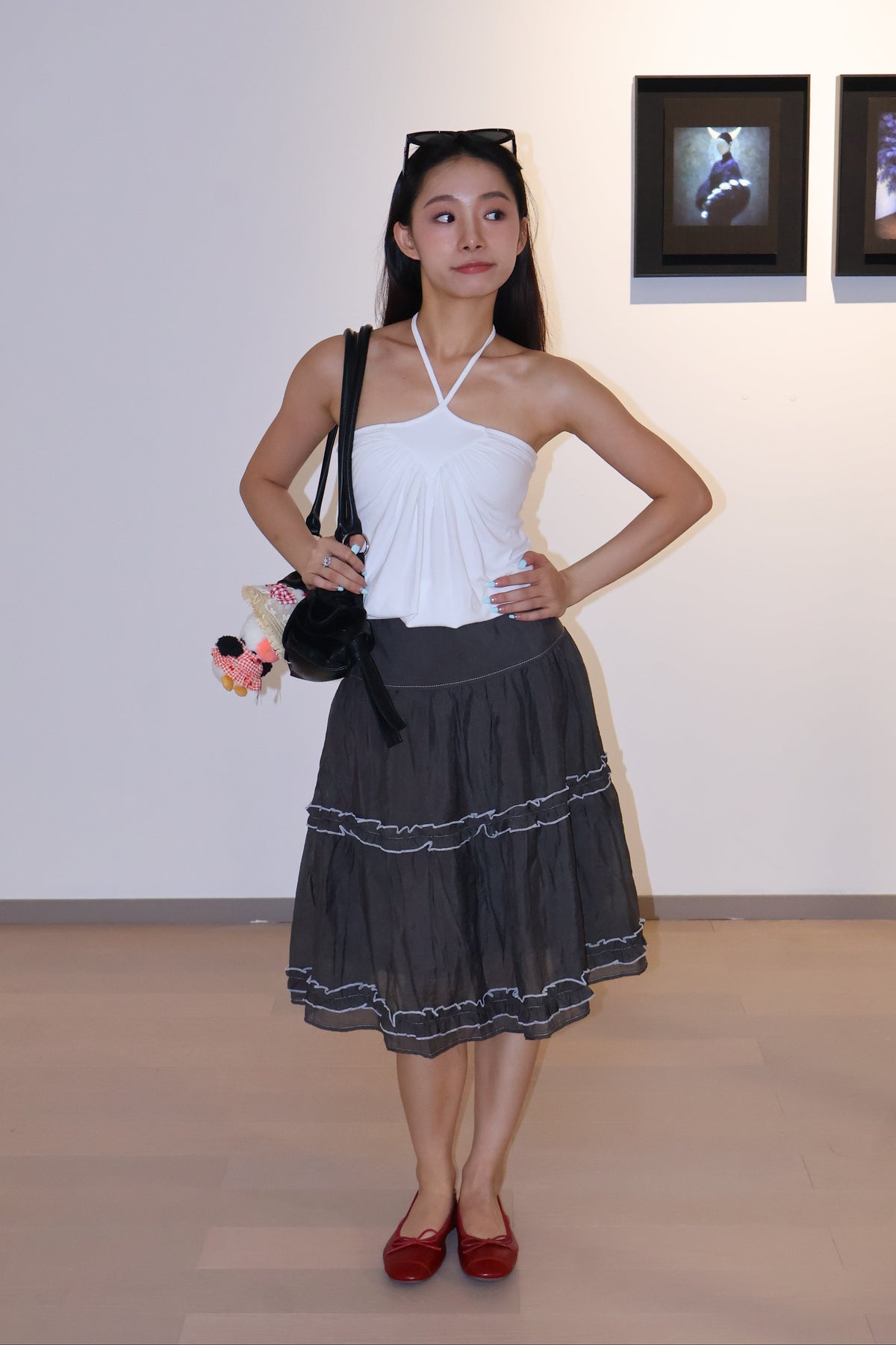 A-Shape Grey Skirt A字型花边褶皱裙
