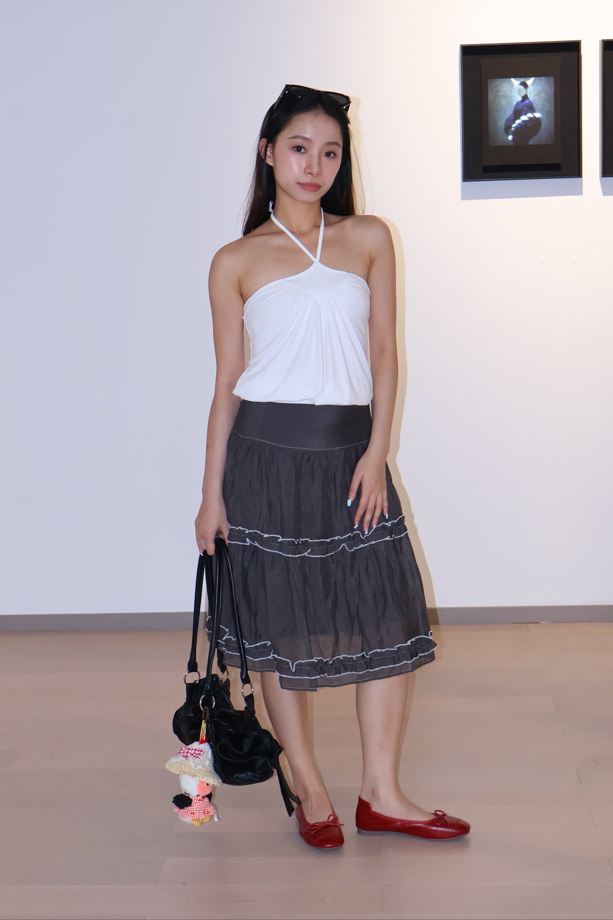 A-Shape Grey Skirt A字型花边褶皱裙