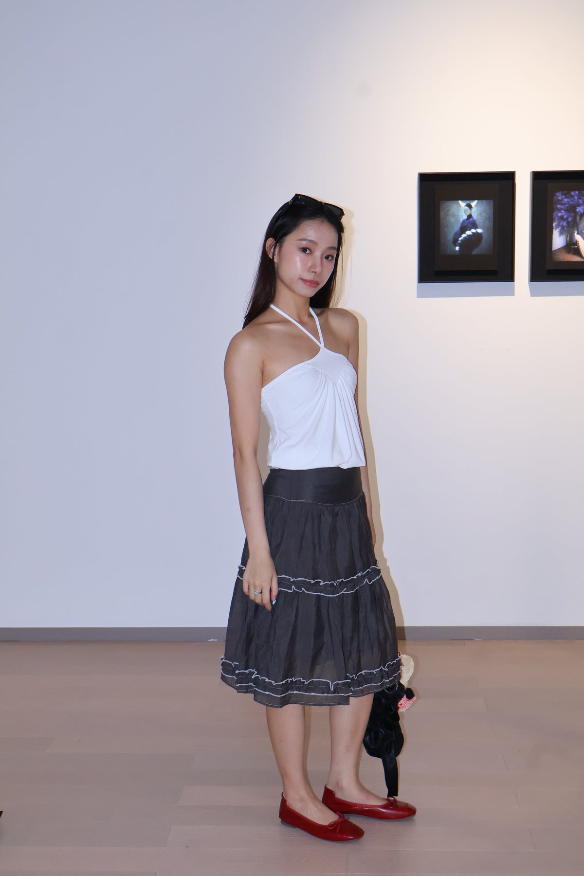 A-Shape Grey Skirt A字型花边褶皱裙