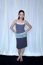 Lace Panel Midi Skirt蕾丝拼接半身裙