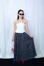 Lace Trim Plaid Skirt花边格纹半身长裙