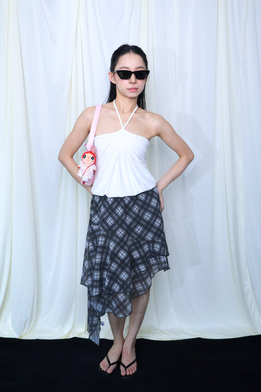 Asymmetrical Plaid Skirt不规则格纹半裙