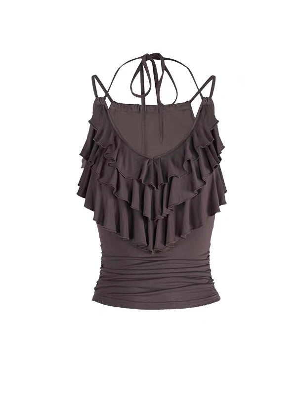 V Halter Neck Top挂脖无袖设计感上衣