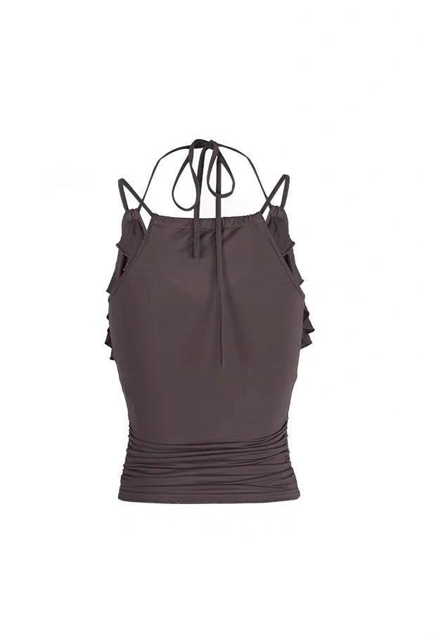 V Halter Neck Top挂脖无袖设计感上衣