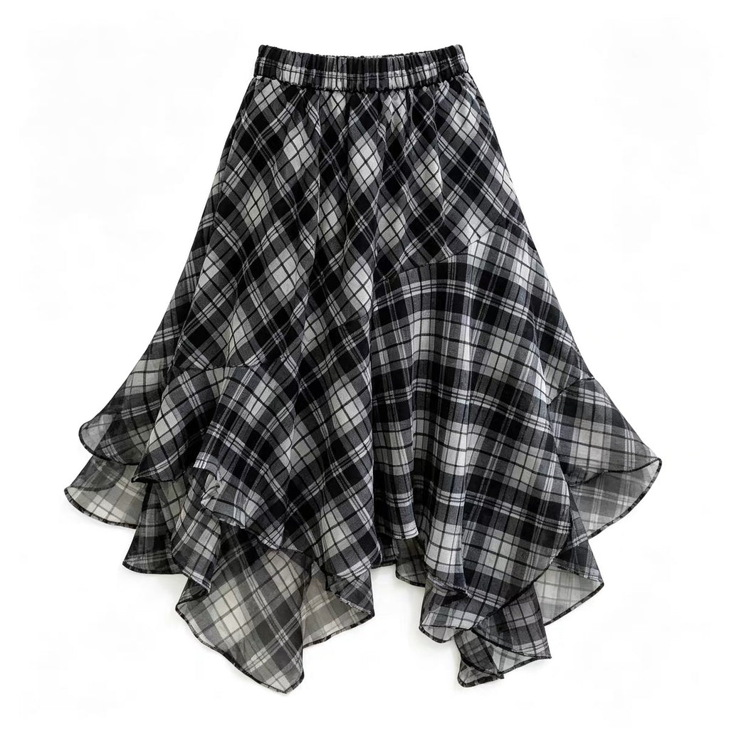 Asymmetrical Plaid Skirt不规则格纹半裙