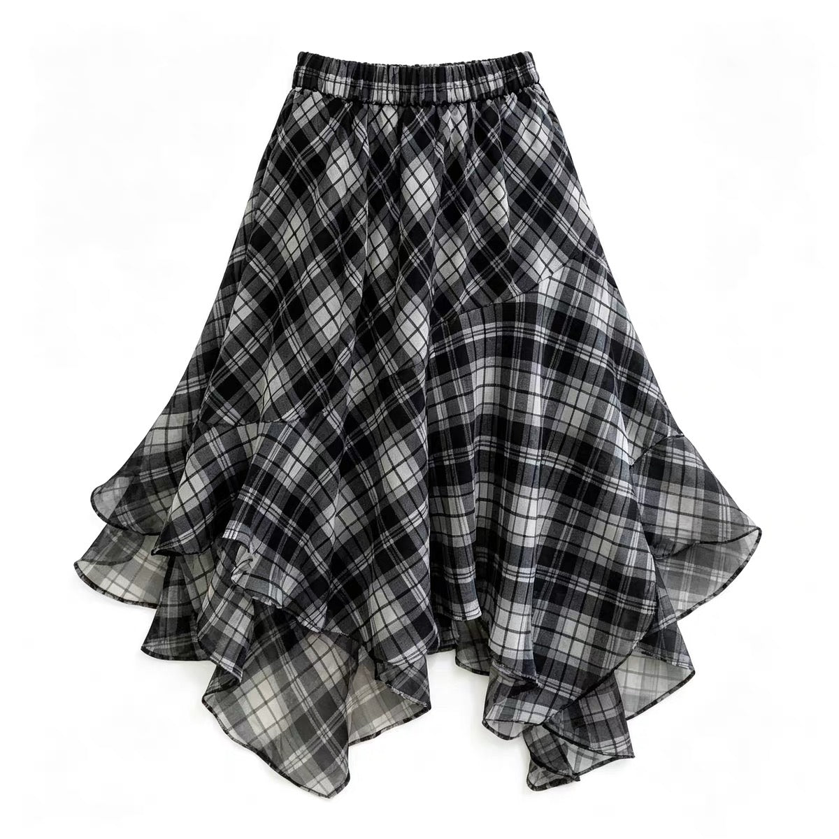 Asymmetrical Plaid Skirt不规则格纹半裙