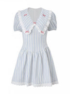 Bow Striped Print Dress蝴蝶结条纹印花连衣裙