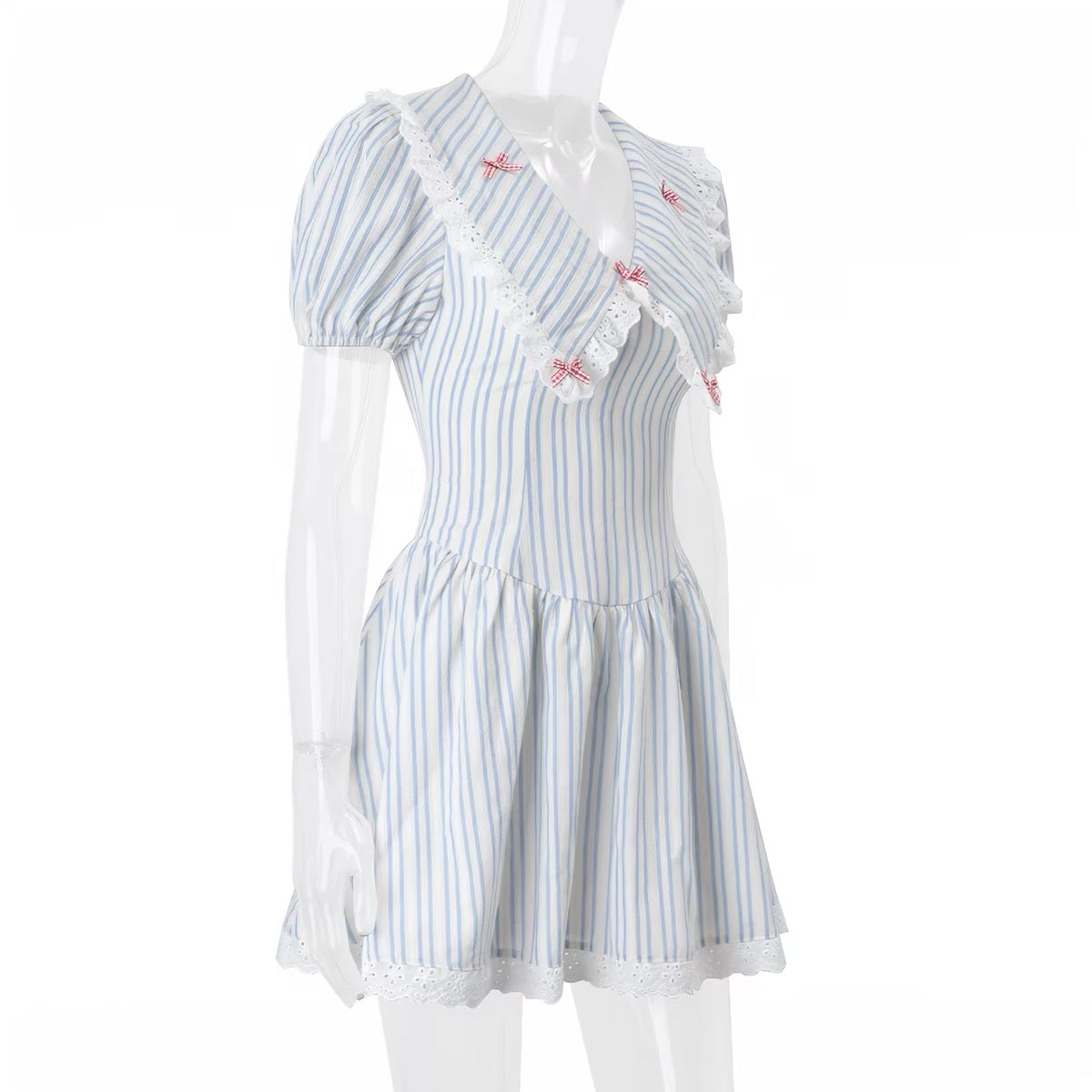 Bow Striped Print Dress蝴蝶结条纹印花连衣裙