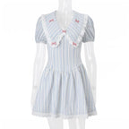 Bow Striped Print Dress蝴蝶结条纹印花连衣裙