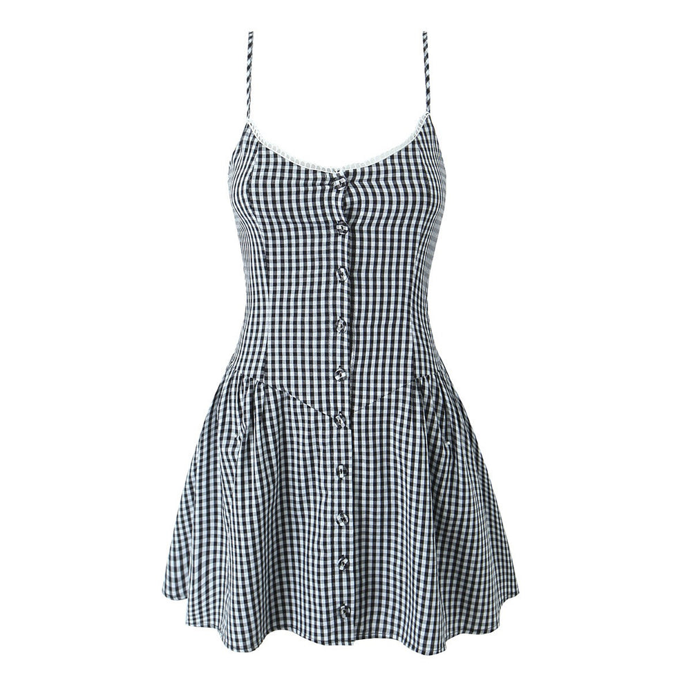 plaid cami dress格纹吊带连衣裙