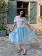 glacier blue midi skirt冰川蓝纱裙