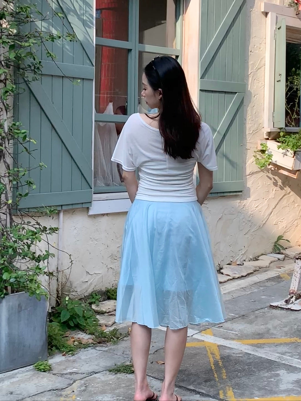 glacier blue midi skirt冰川蓝纱裙