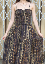 Long Floral Print Dress黑色印花长款连衣裙