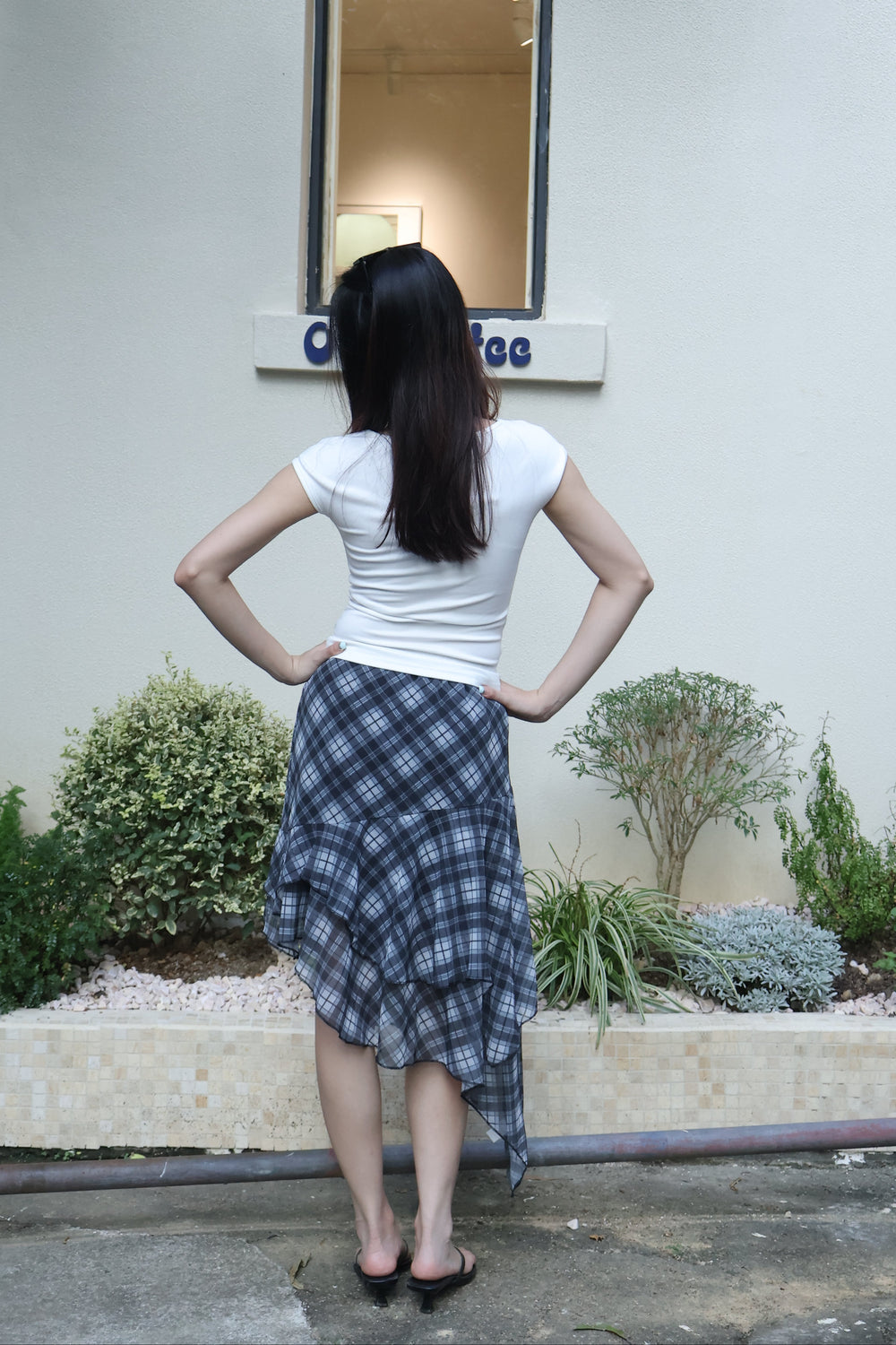 Asymmetrical Plaid Skirt不规则格纹半裙