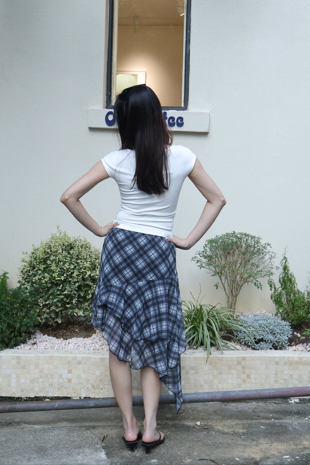 Asymmetrical Plaid Skirt不规则格纹半裙