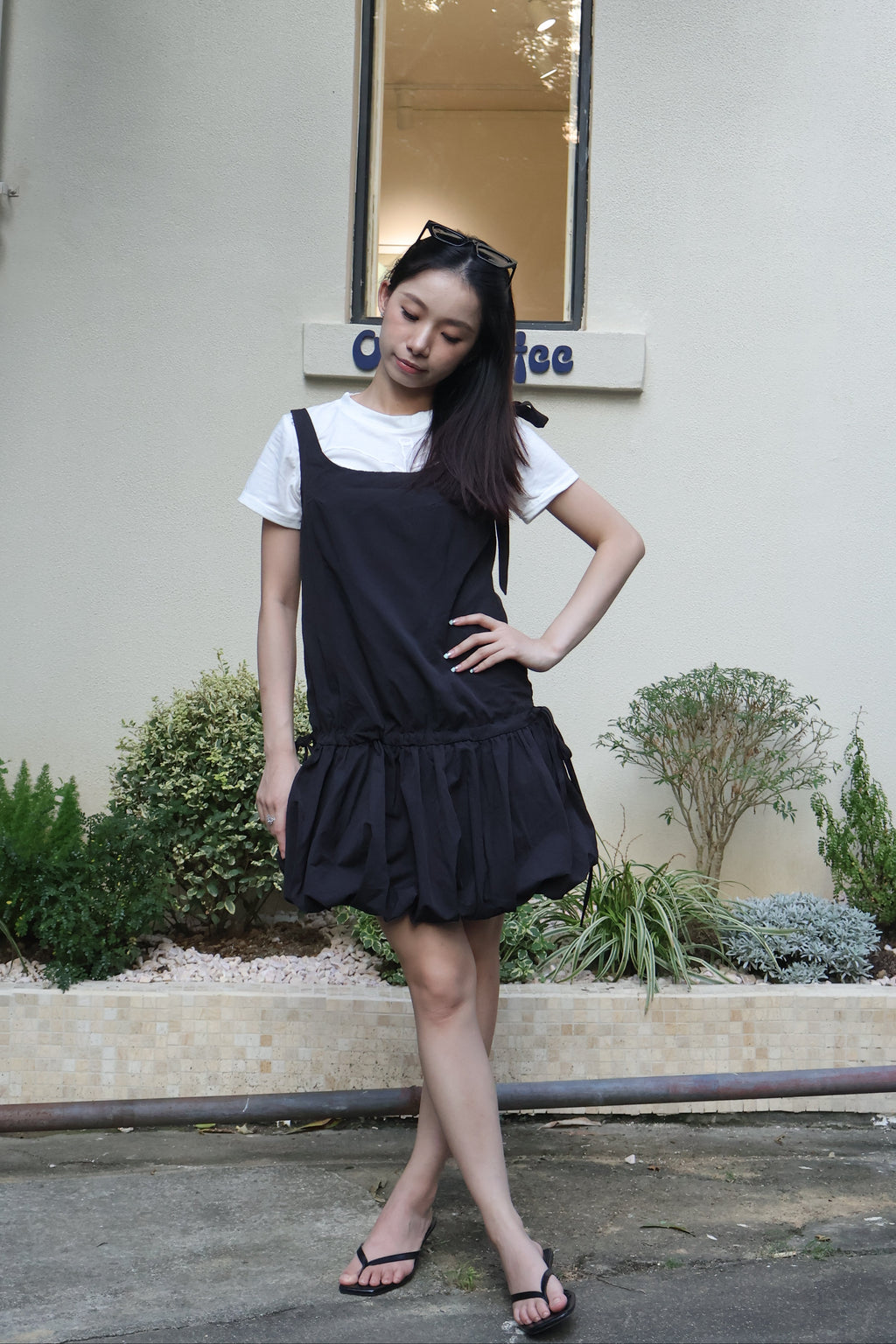 Choker Bubble Hem Dress 绑带两穿花苞连衣裙