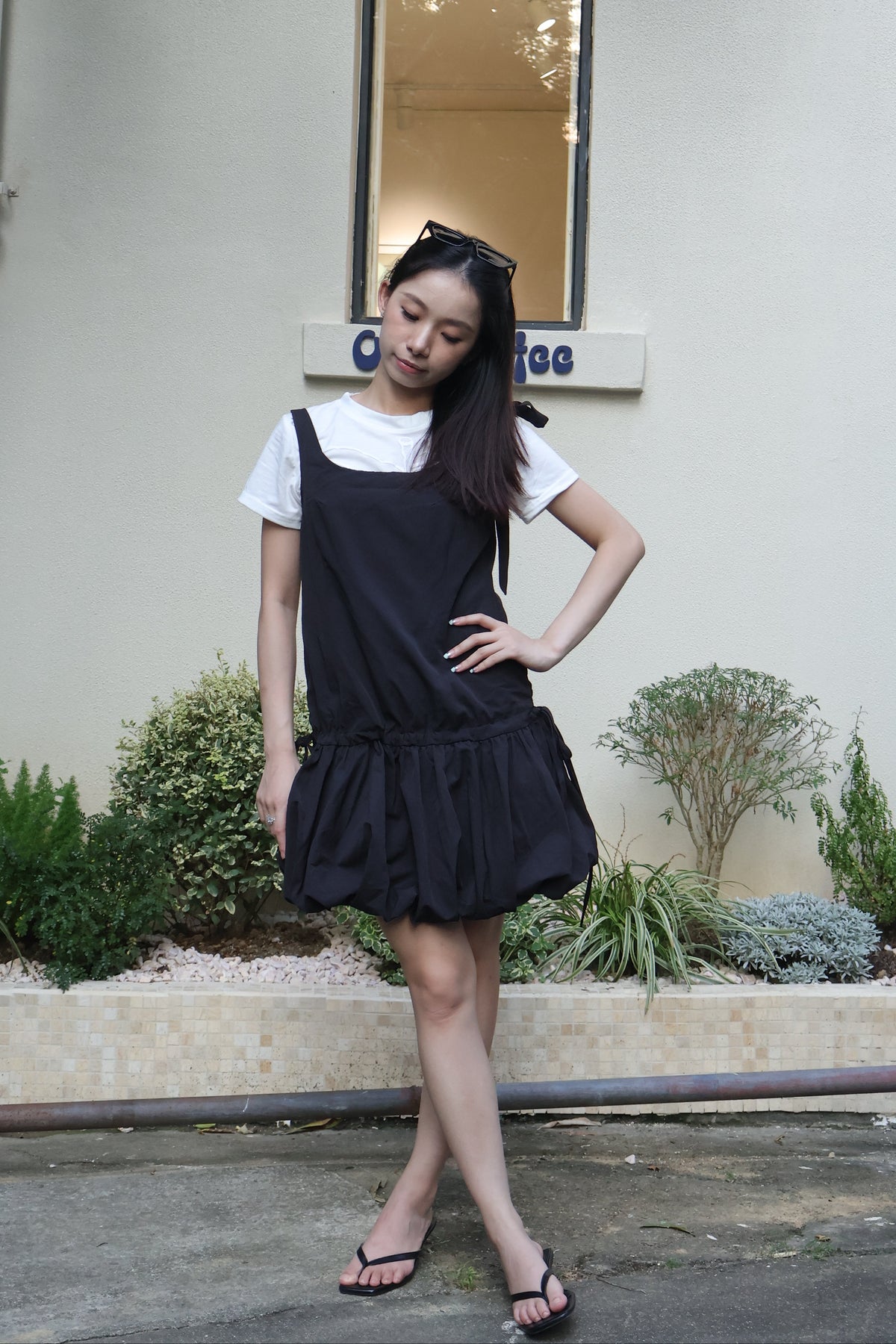 Choker Bubble Hem Dress 绑带两穿花苞连衣裙