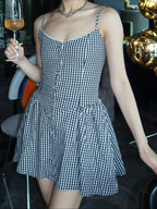 plaid cami dress格纹吊带连衣裙