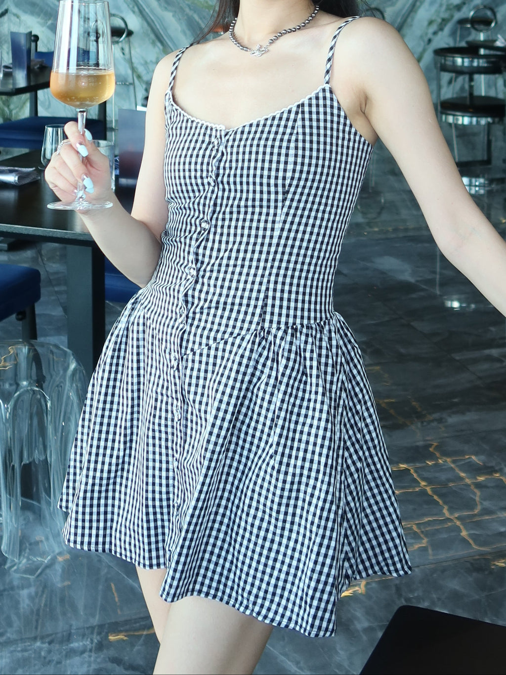 plaid cami dress格纹吊带连衣裙