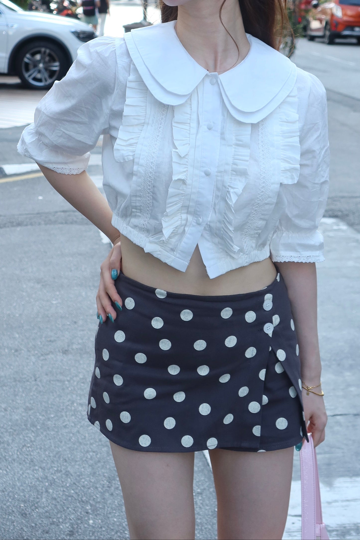 Belle Design Short Shirt波点裤裙