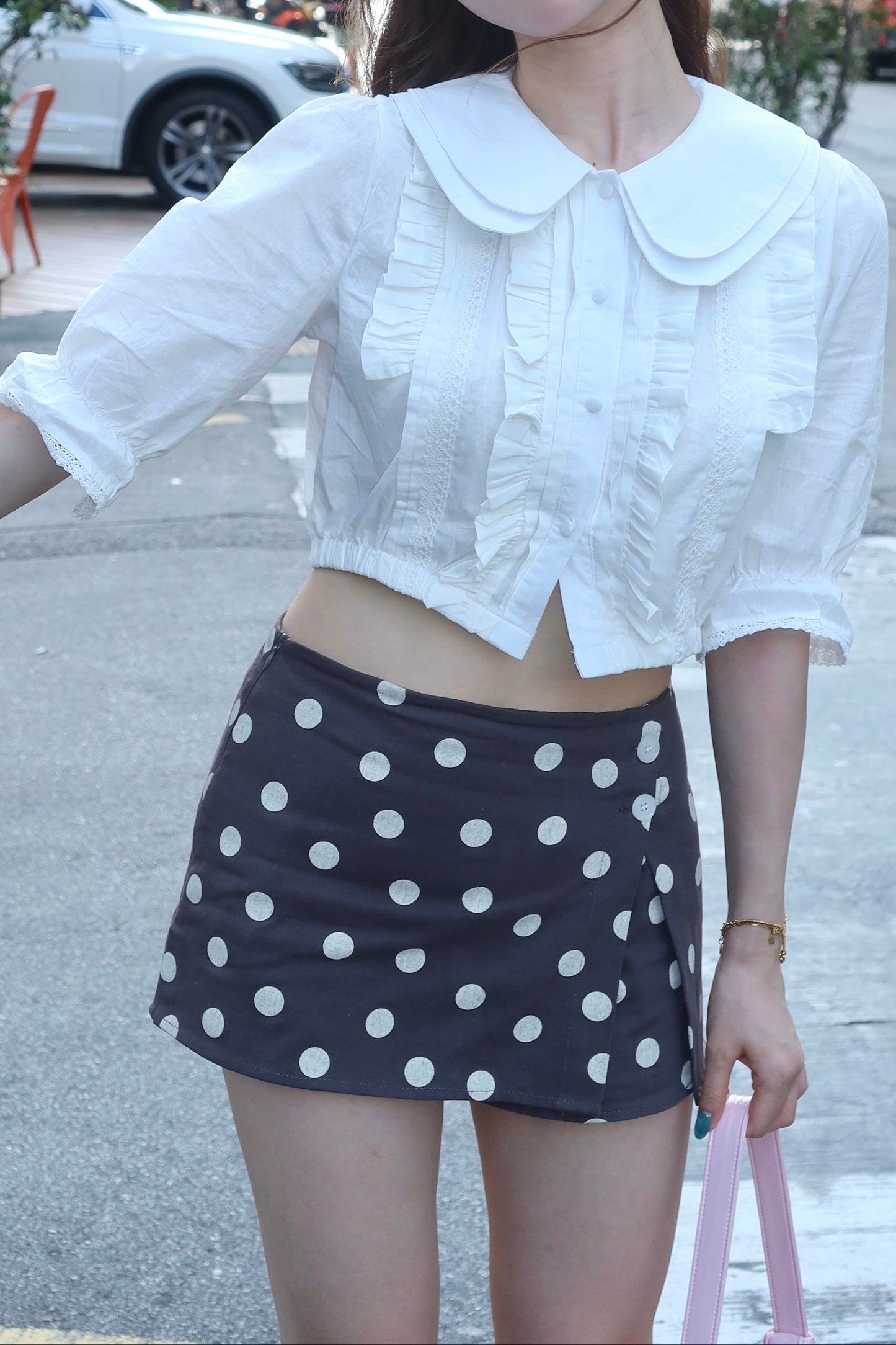 Belle Design Short Shirt波点裤裙