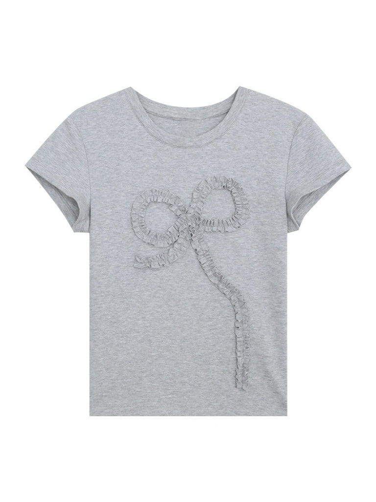 Grey Bow T-shirt灰色蝴蝶结短袖